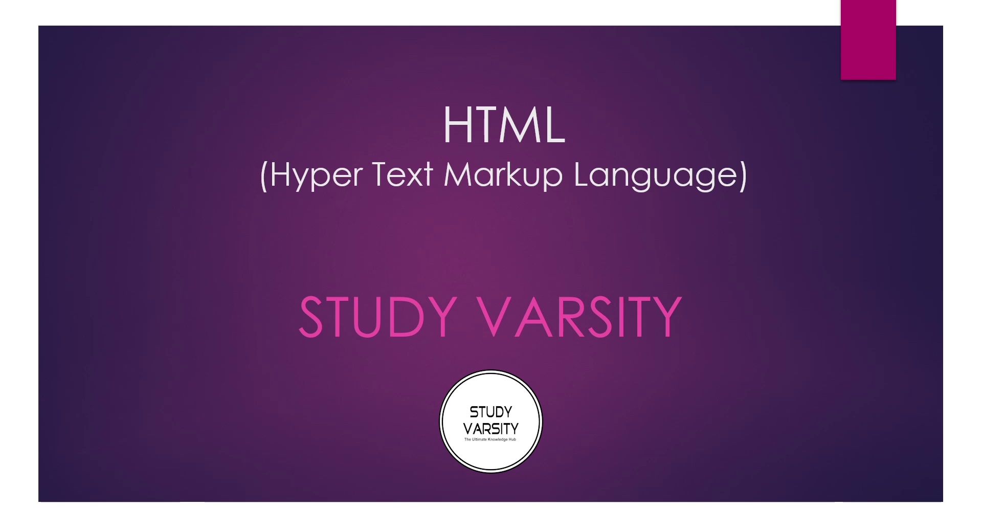 HTML Introduction & Inatallation with Source Code | STUDY VARSITY