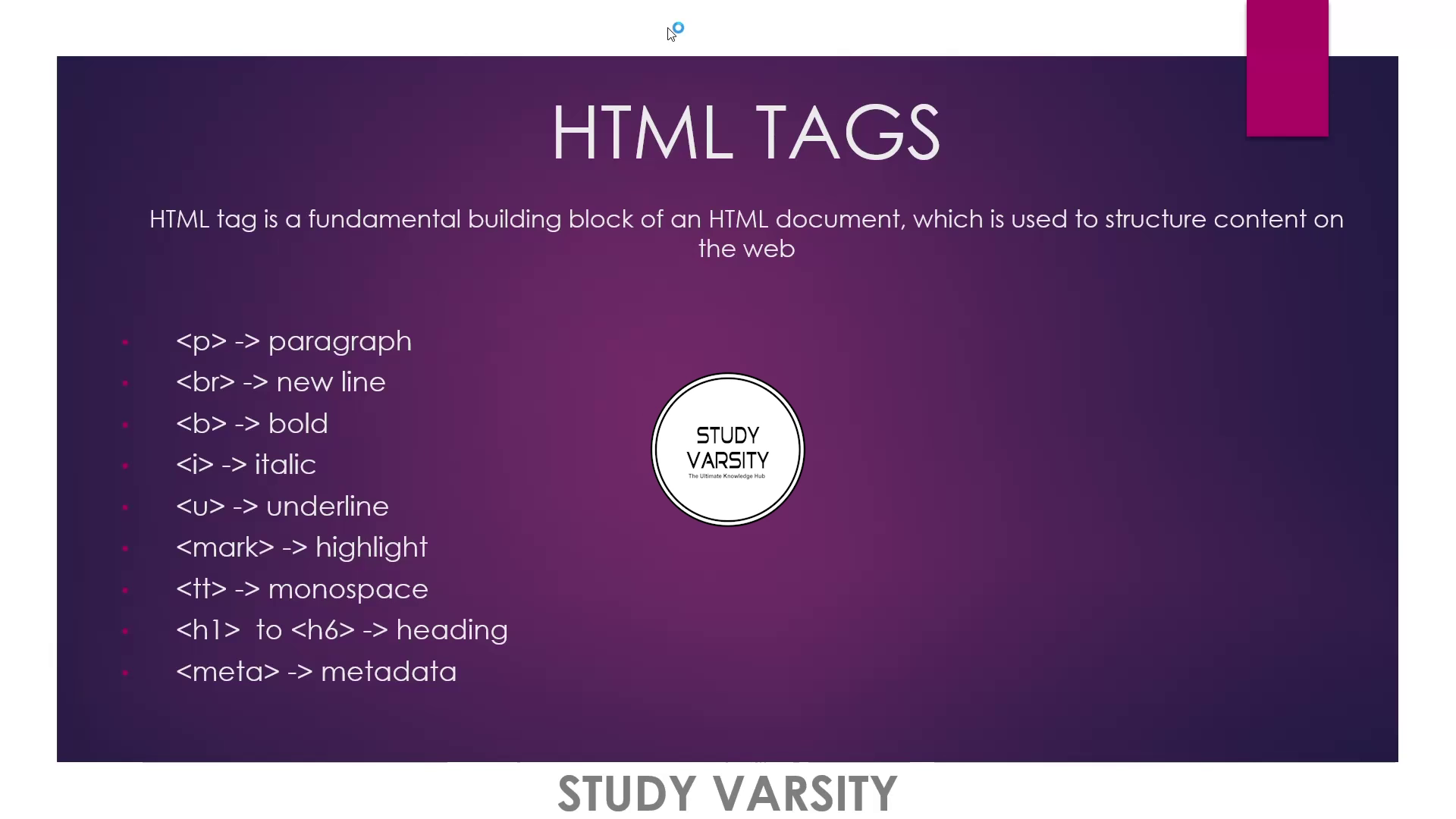 HTML Tags with Source Code | STUDY VARSITY